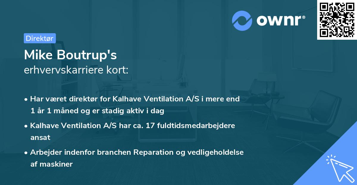 Mike Boutrup's erhvervskarriere kort