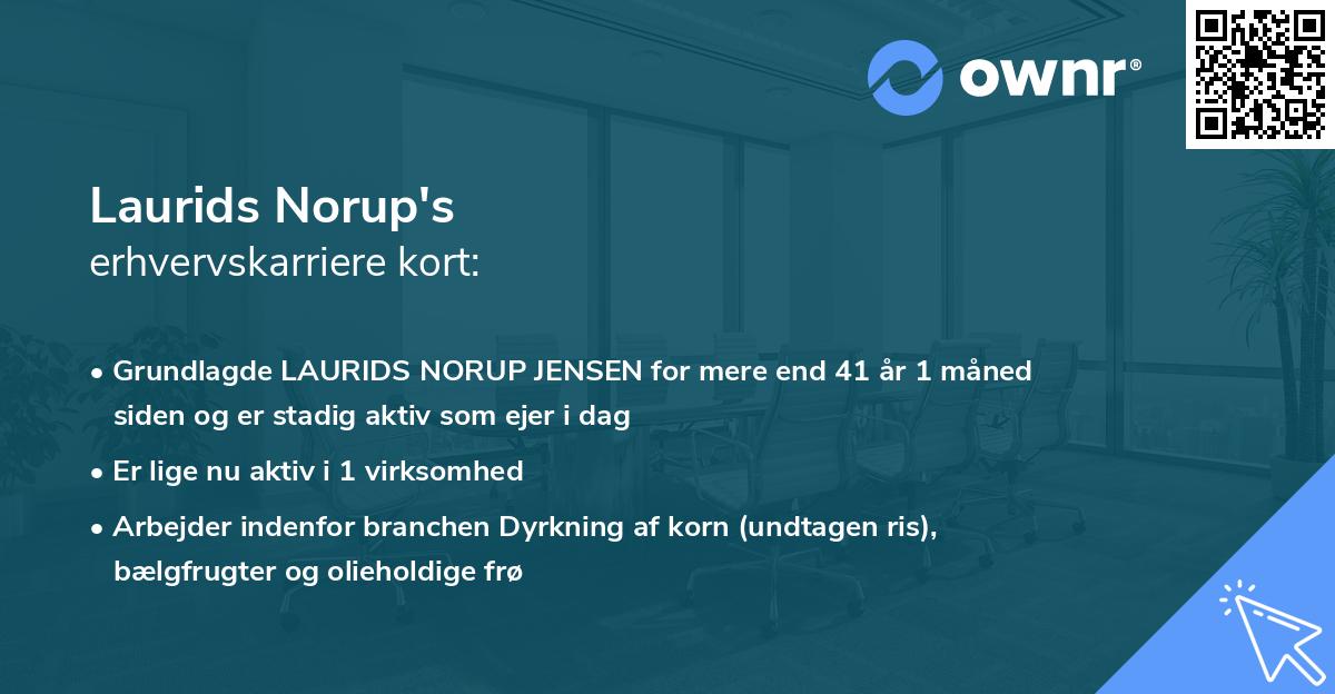 Laurids Norup's erhvervskarriere kort