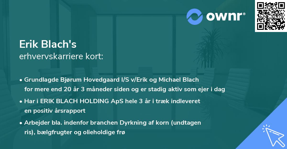 Erik Blach's erhvervskarriere kort