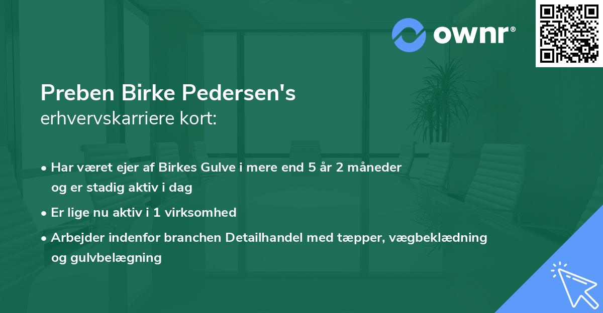 Preben Birke Pedersen's erhvervskarriere kort