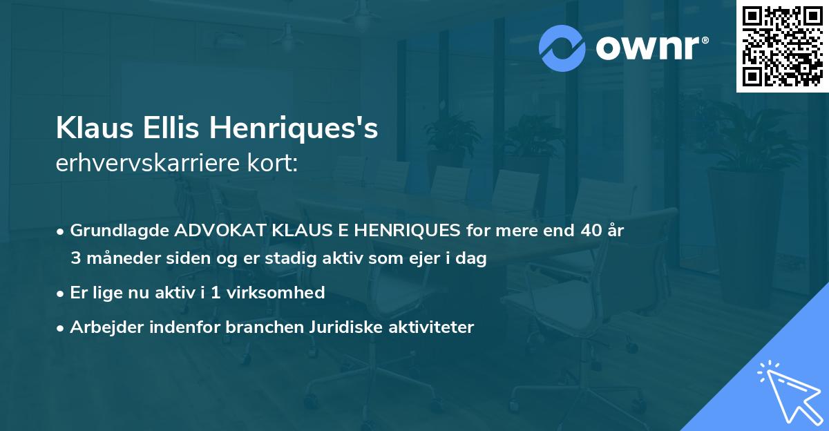 Klaus Ellis Henriques's erhvervskarriere kort