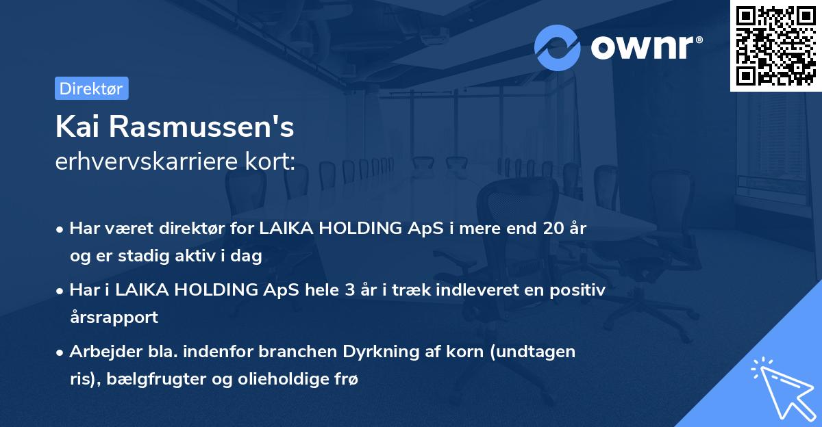 Kai Rasmussen's erhvervskarriere kort
