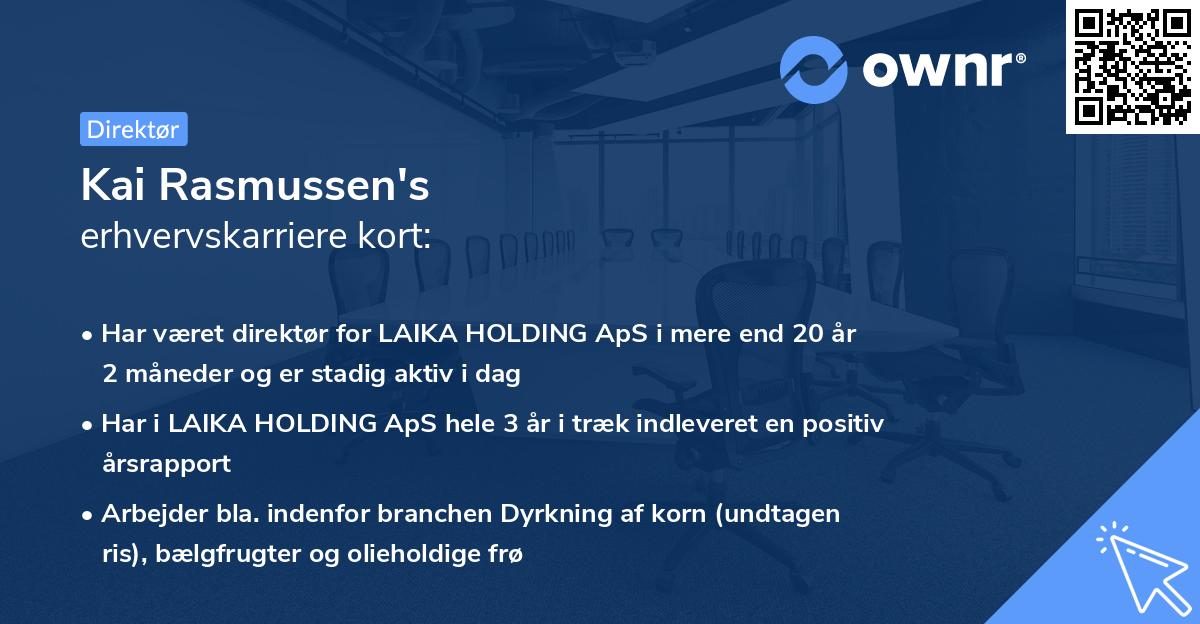 Kai Rasmussen's erhvervskarriere kort