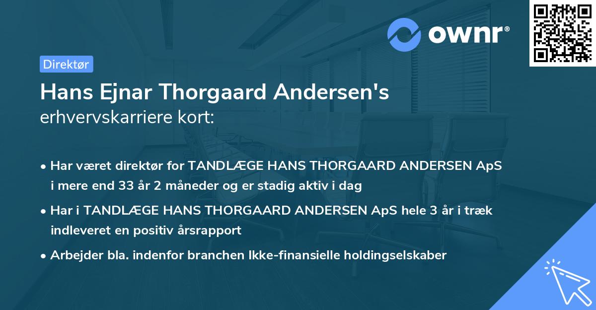 Hans Ejnar Thorgaard Andersen's erhvervskarriere kort