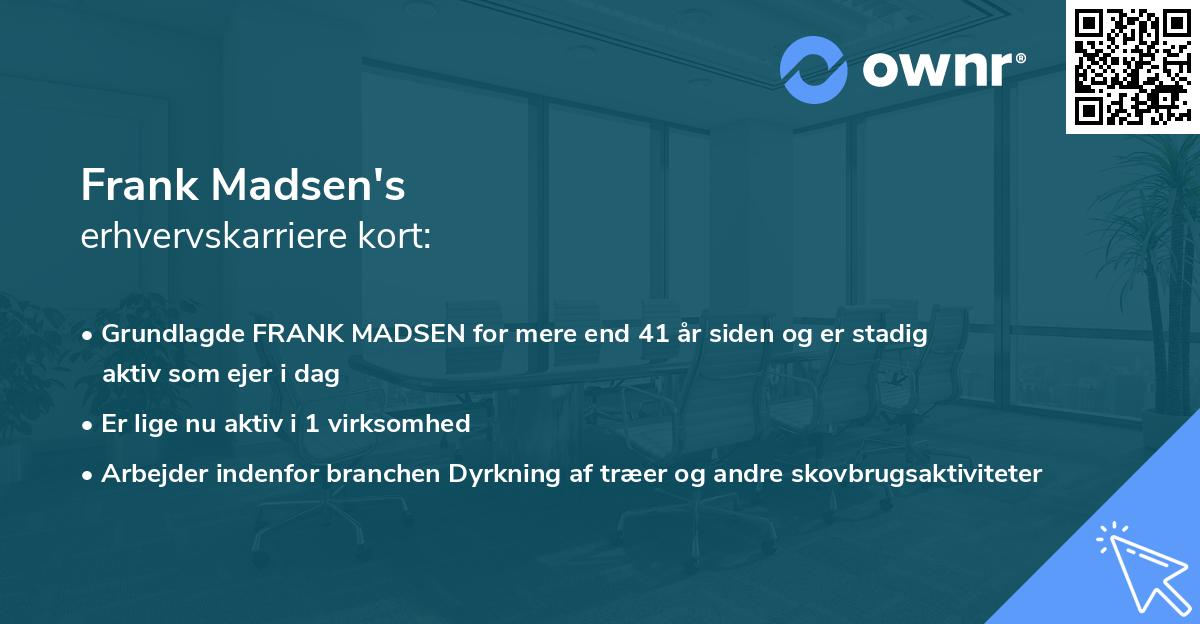 Frank Madsen's erhvervskarriere kort