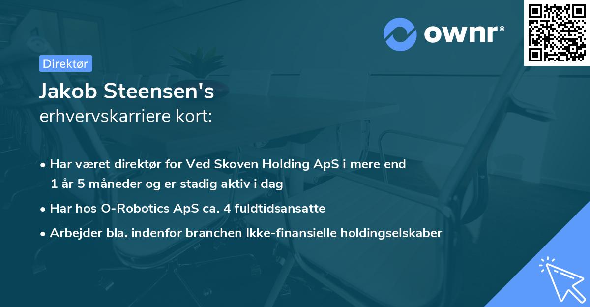 Jakob Steensen's erhvervskarriere kort