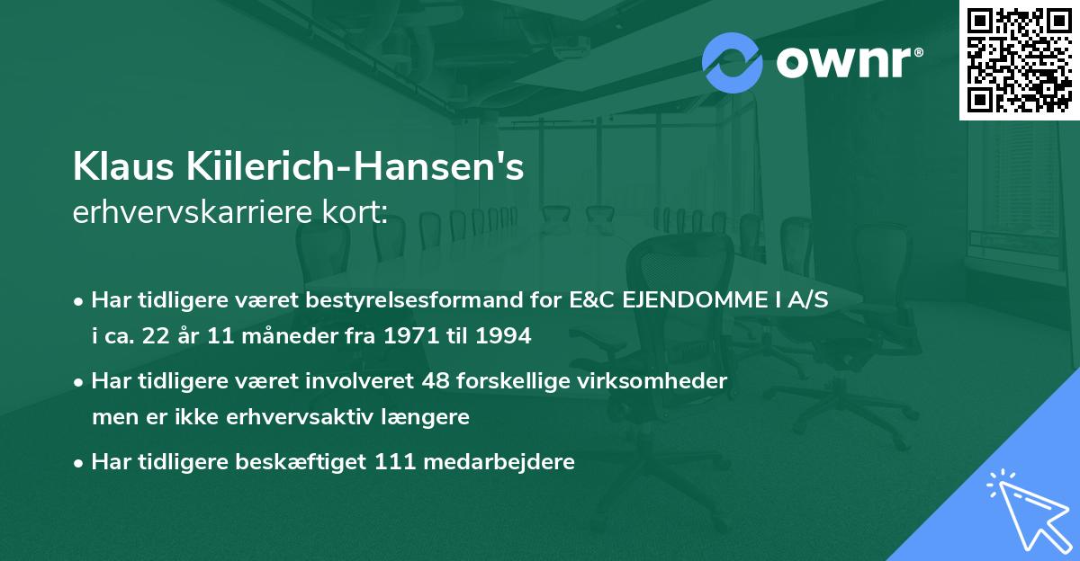 Klaus Kiilerich-Hansen's erhvervskarriere kort