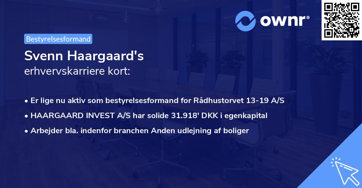 Svenn Haargaard's erhvervskarriere kort