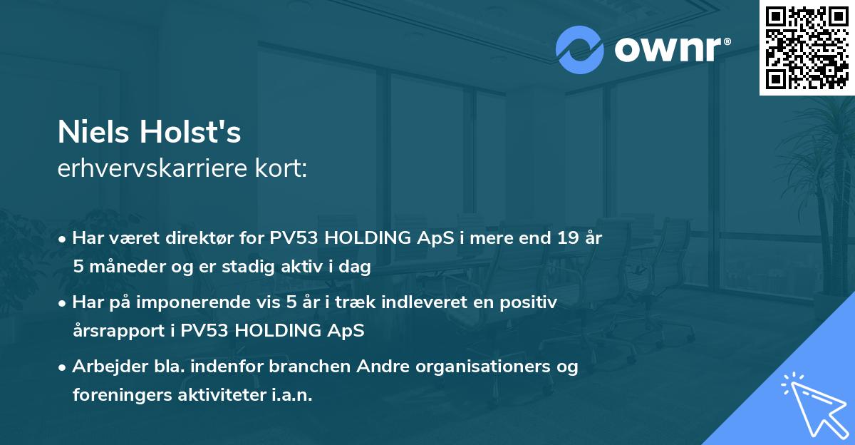 Niels Holst's erhvervskarriere kort