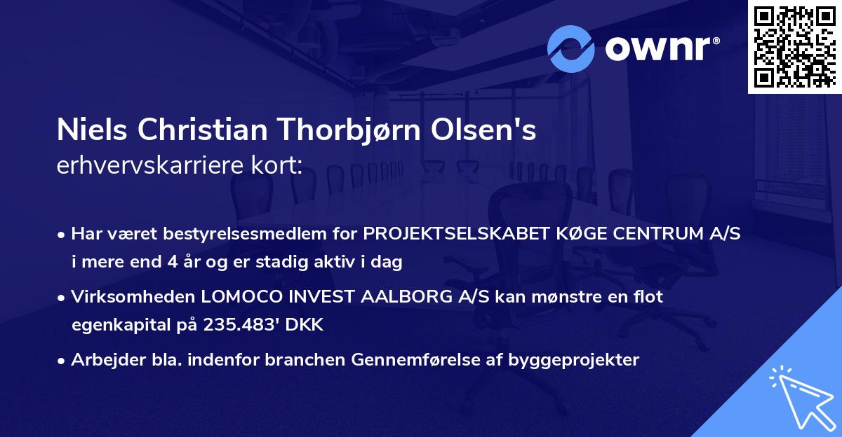 Niels Christian Thorbjørn Olsen's erhvervskarriere kort