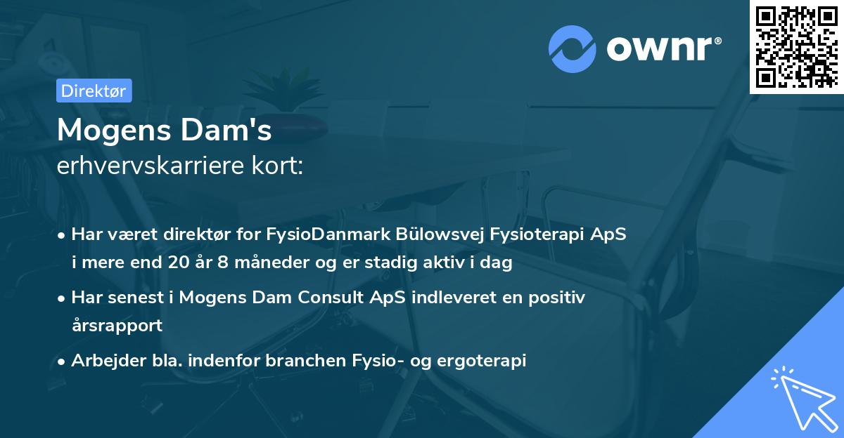 Mogens Dam's erhvervskarriere kort