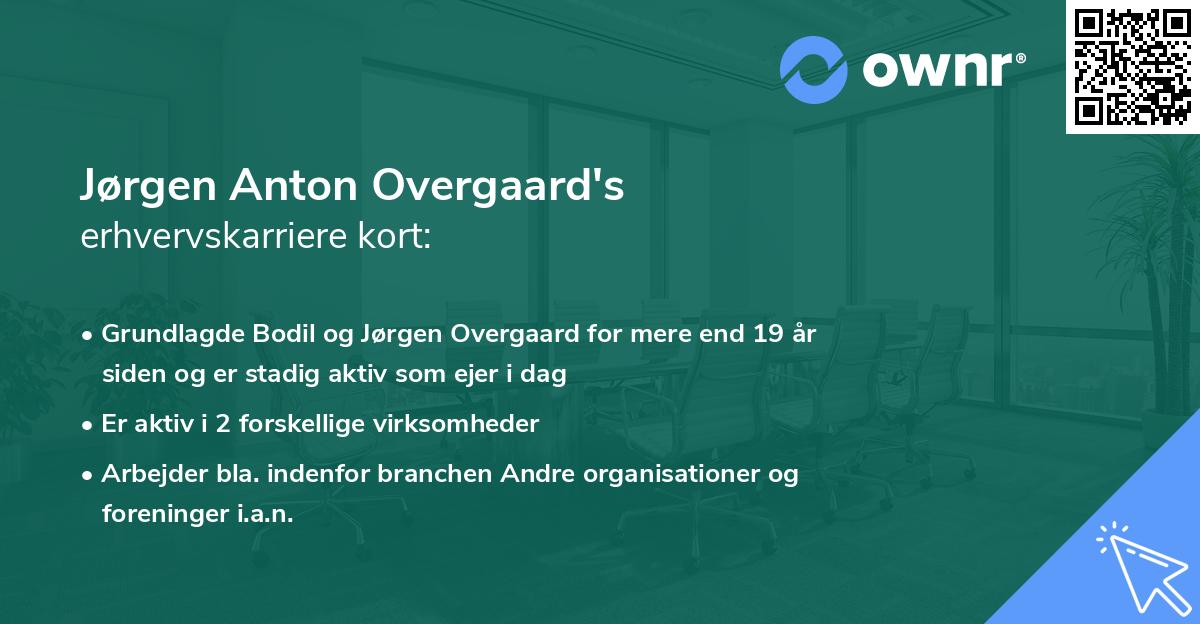 Jørgen Anton Overgaard's erhvervskarriere kort