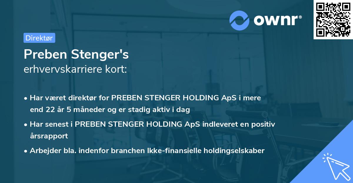 Preben Stenger's erhvervskarriere kort