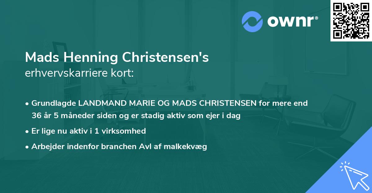 Mads Henning Christensen's erhvervskarriere kort