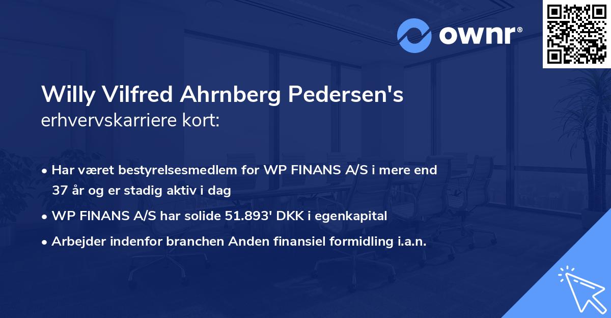 Willy Vilfred Ahrnberg Pedersen's erhvervskarriere kort