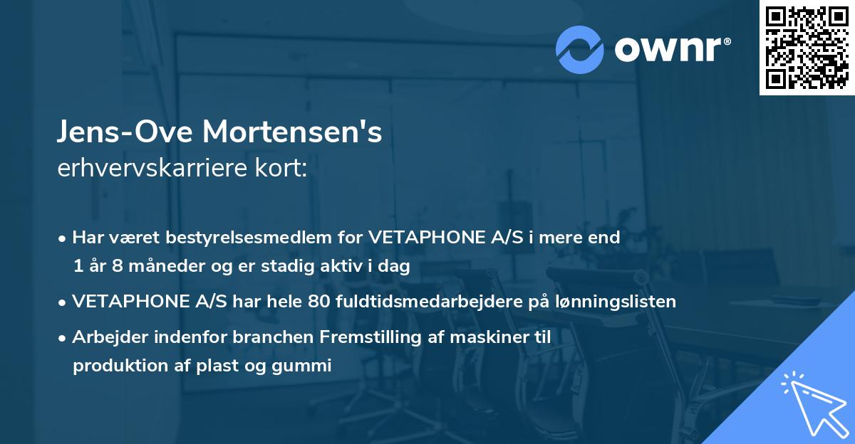 Jens-Ove Mortensen's erhvervskarriere kort