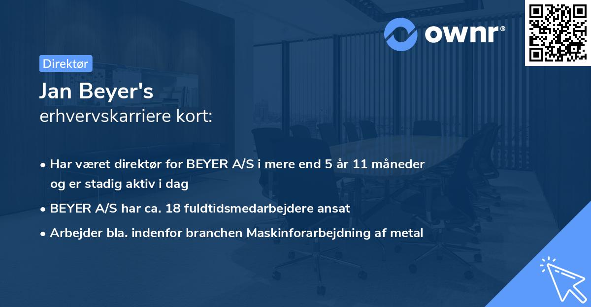 Jan Beyer's erhvervskarriere kort