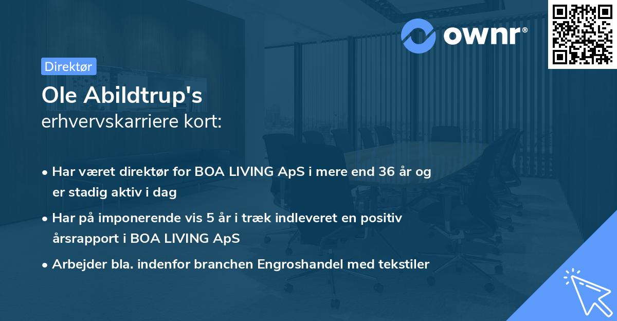 Ole Abildtrup's erhvervskarriere kort