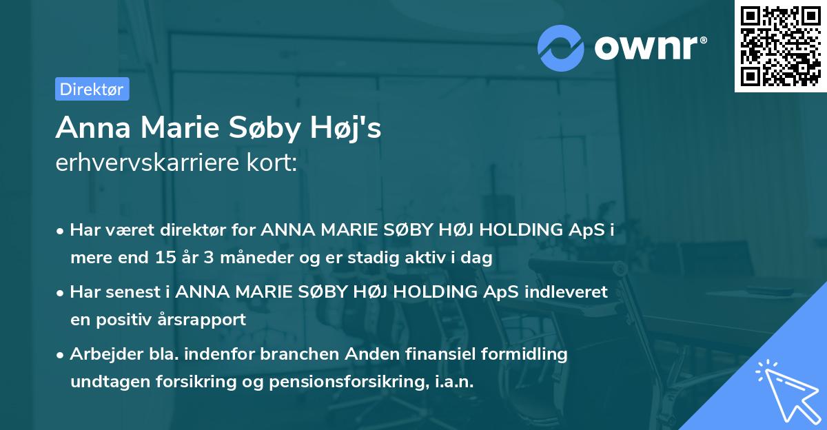 Anna Marie Søby Høj's erhvervskarriere kort