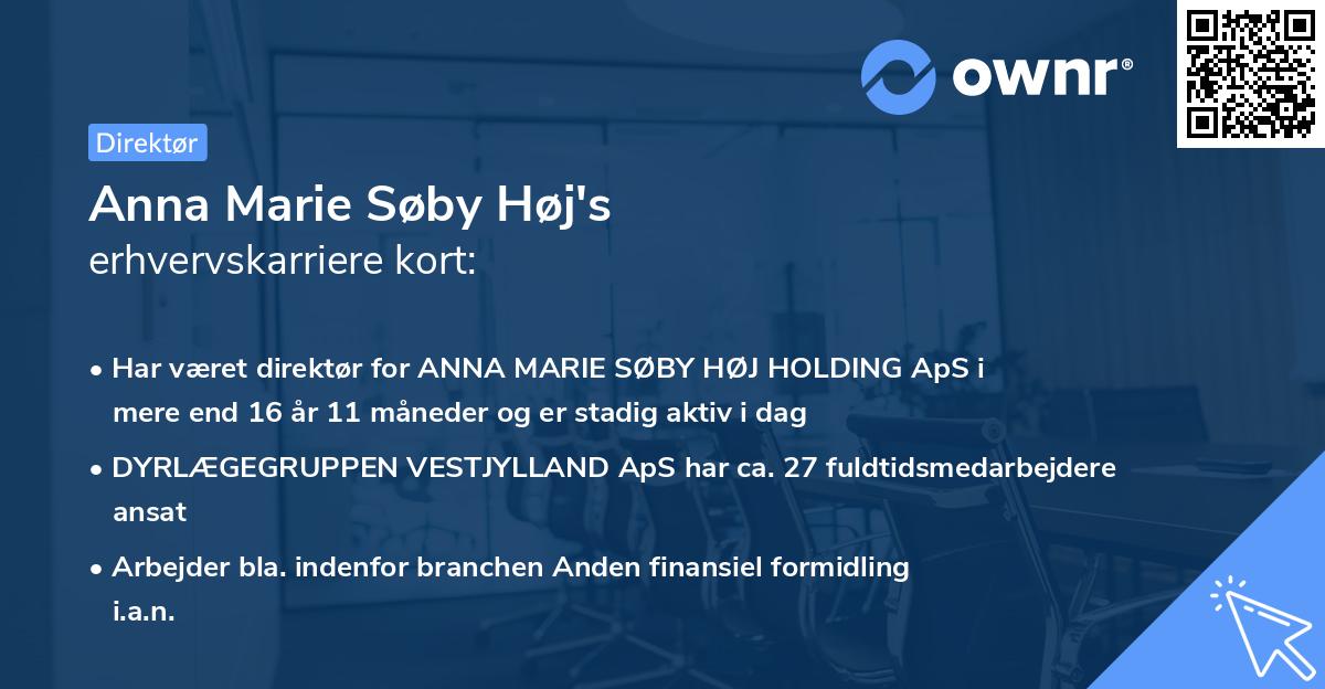Anna Marie Søby Høj's erhvervskarriere kort