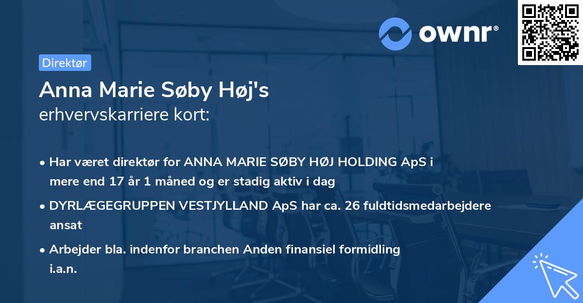 Anna Marie Søby Høj's erhvervskarriere kort