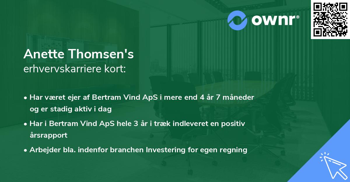 Anette Thomsen's erhvervskarriere kort