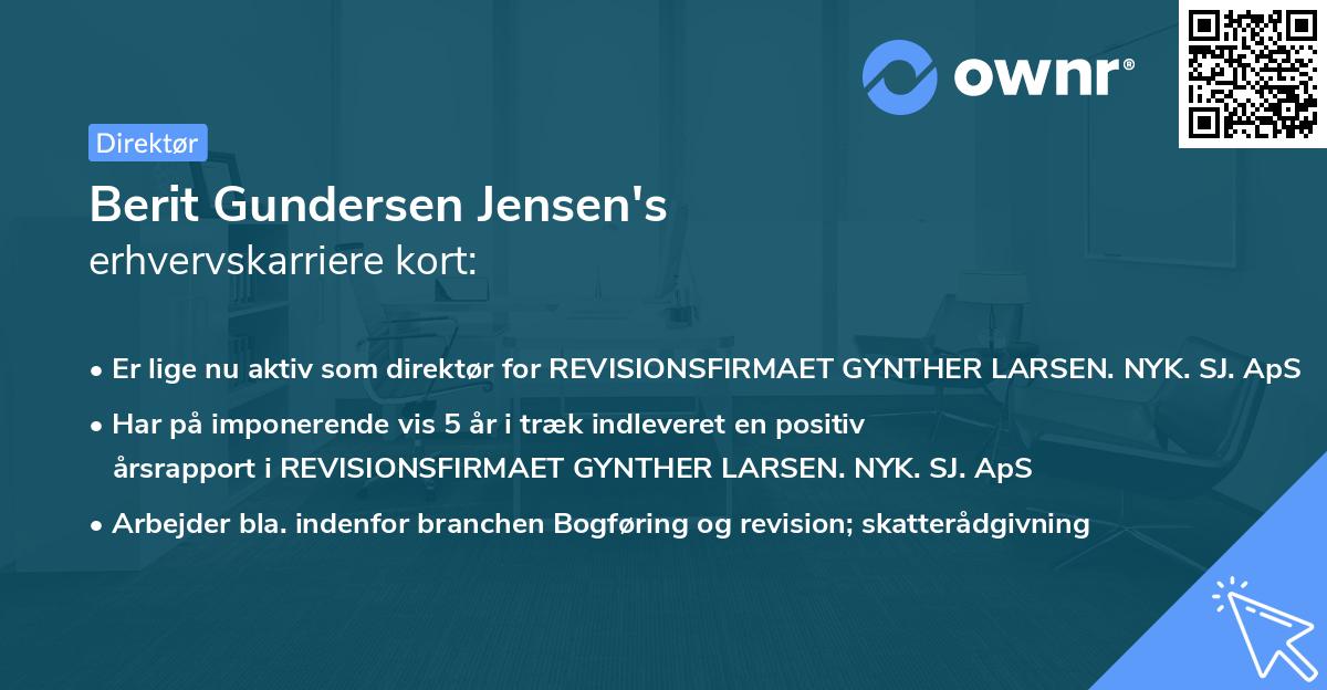 Berit Gundersen Jensen's erhvervskarriere kort