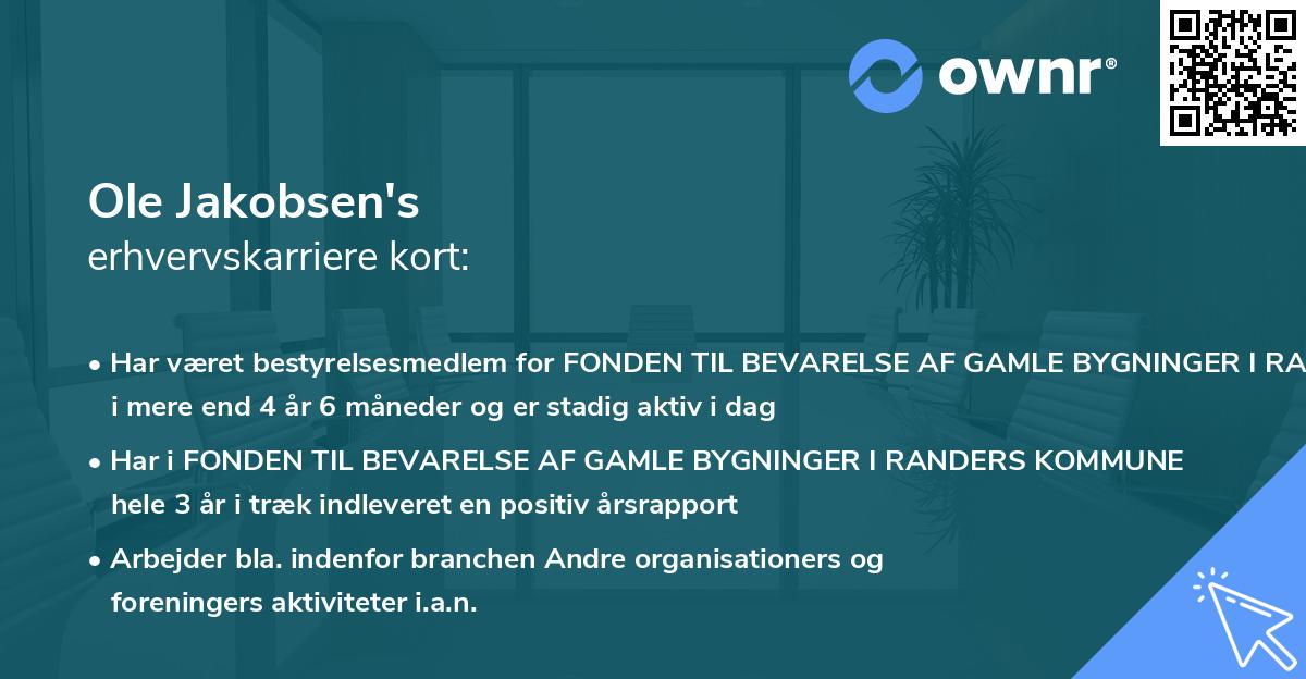 Ole Jakobsen's erhvervskarriere kort