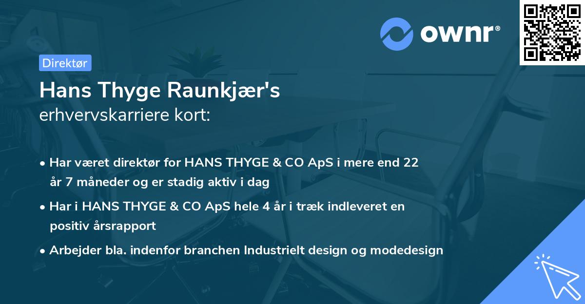 Hans Thyge Raunkjær's erhvervskarriere kort