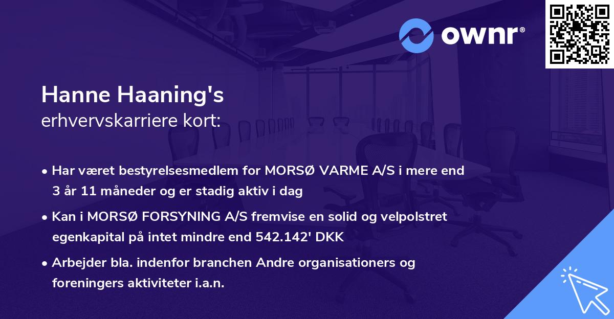 Hanne Haaning's erhvervskarriere kort