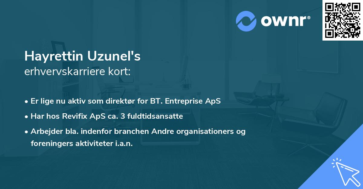 Hayrettin Uzunel's erhvervskarriere kort