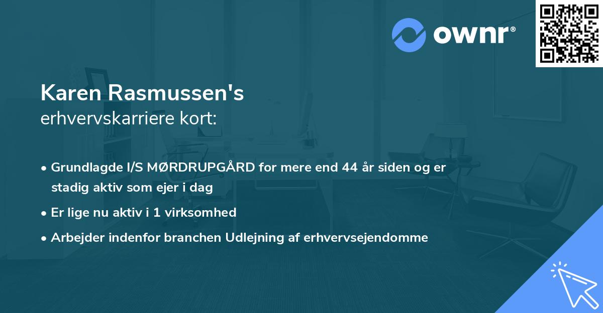 Karen Rasmussen's erhvervskarriere kort