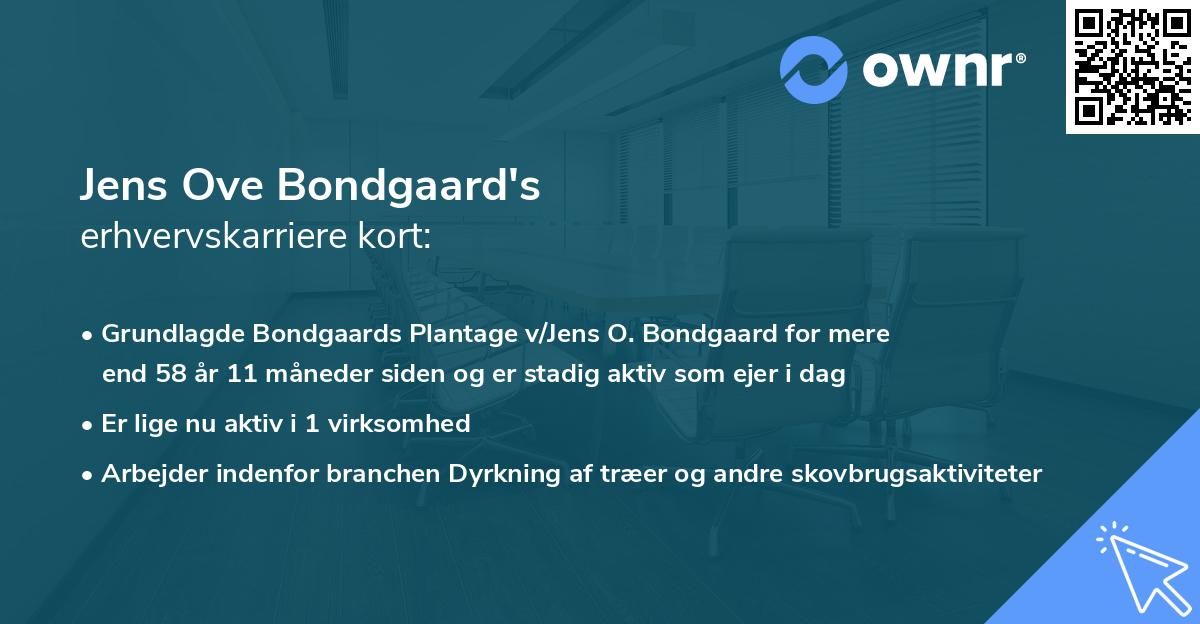 Jens Ove Bondgaard's erhvervskarriere kort
