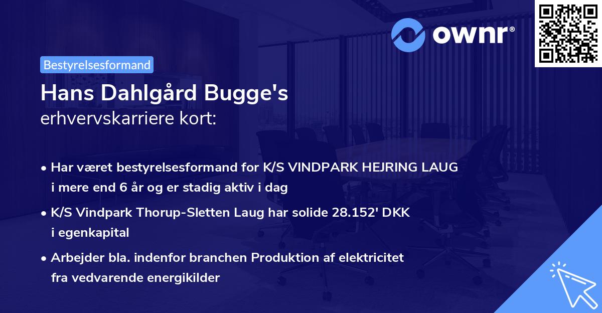 Hans Dahlgård Bugge's erhvervskarriere kort