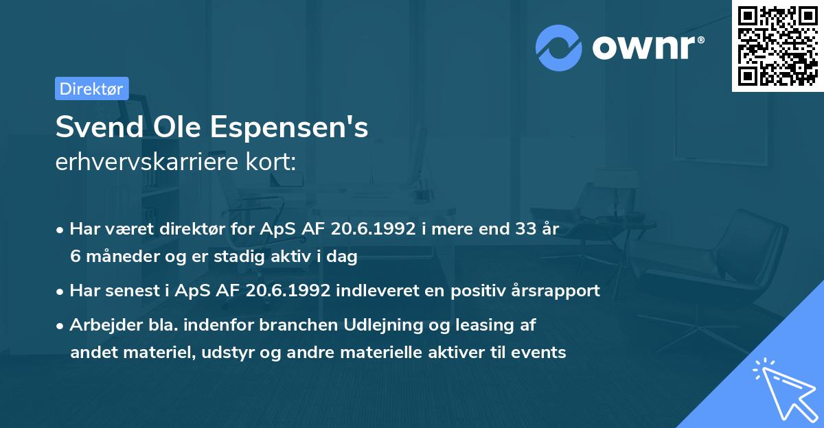 Svend Ole Espensen's erhvervskarriere kort