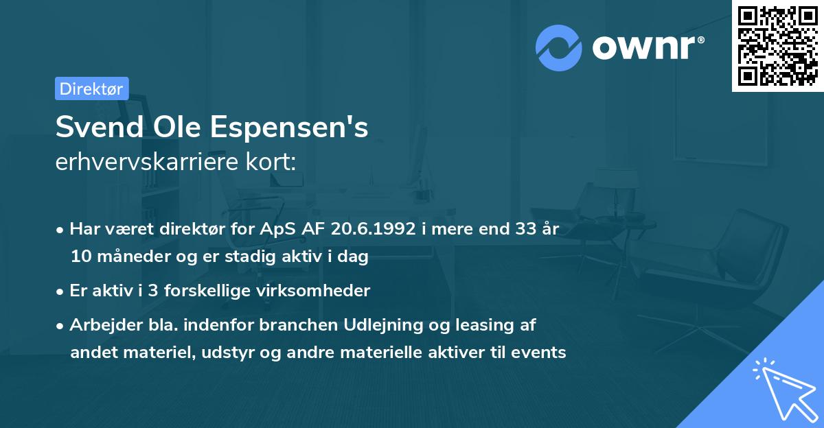 Svend Ole Espensen's erhvervskarriere kort
