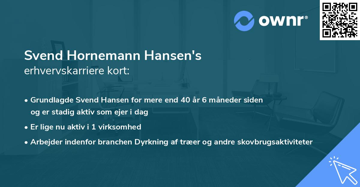 Svend Hornemann Hansen's erhvervskarriere kort