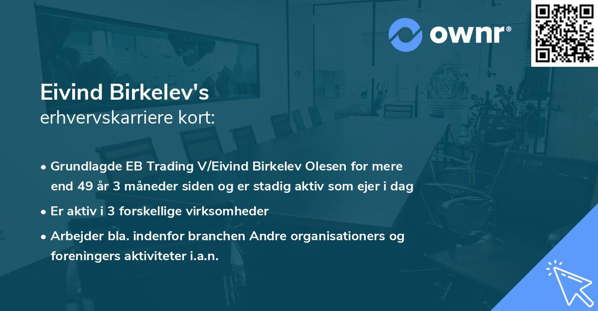 Eivind Birkelev's erhvervskarriere kort