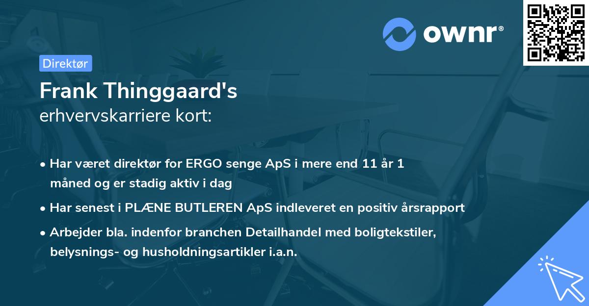 Frank Thinggaard's erhvervskarriere kort