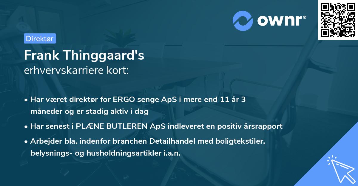Frank Thinggaard's erhvervskarriere kort