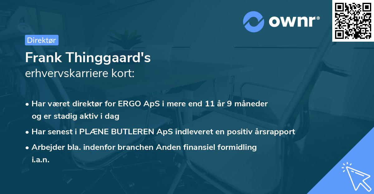 Frank Thinggaard's erhvervskarriere kort
