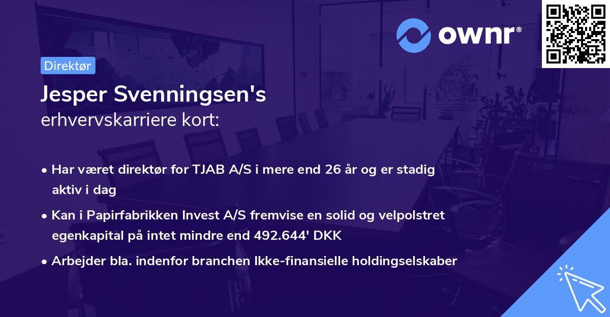 Jesper Svenningsen's erhvervskarriere kort