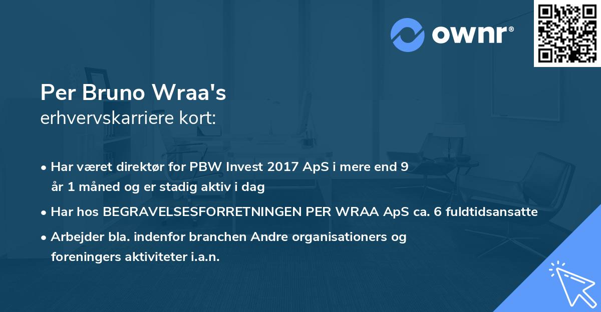 Per Bruno Wraa's erhvervskarriere kort