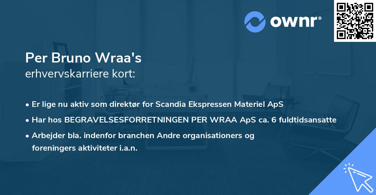 Per Bruno Wraa's erhvervskarriere kort