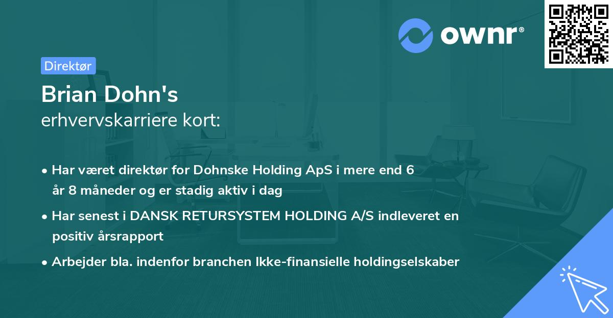 Brian Dohn's erhvervskarriere kort