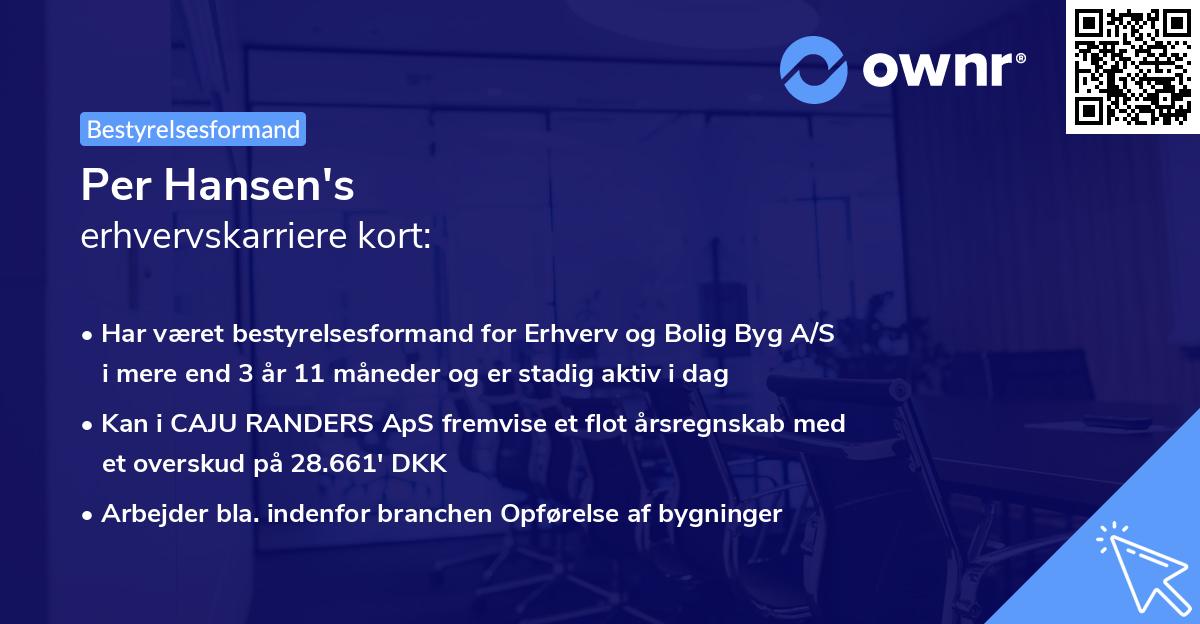Per Hansen's erhvervskarriere kort