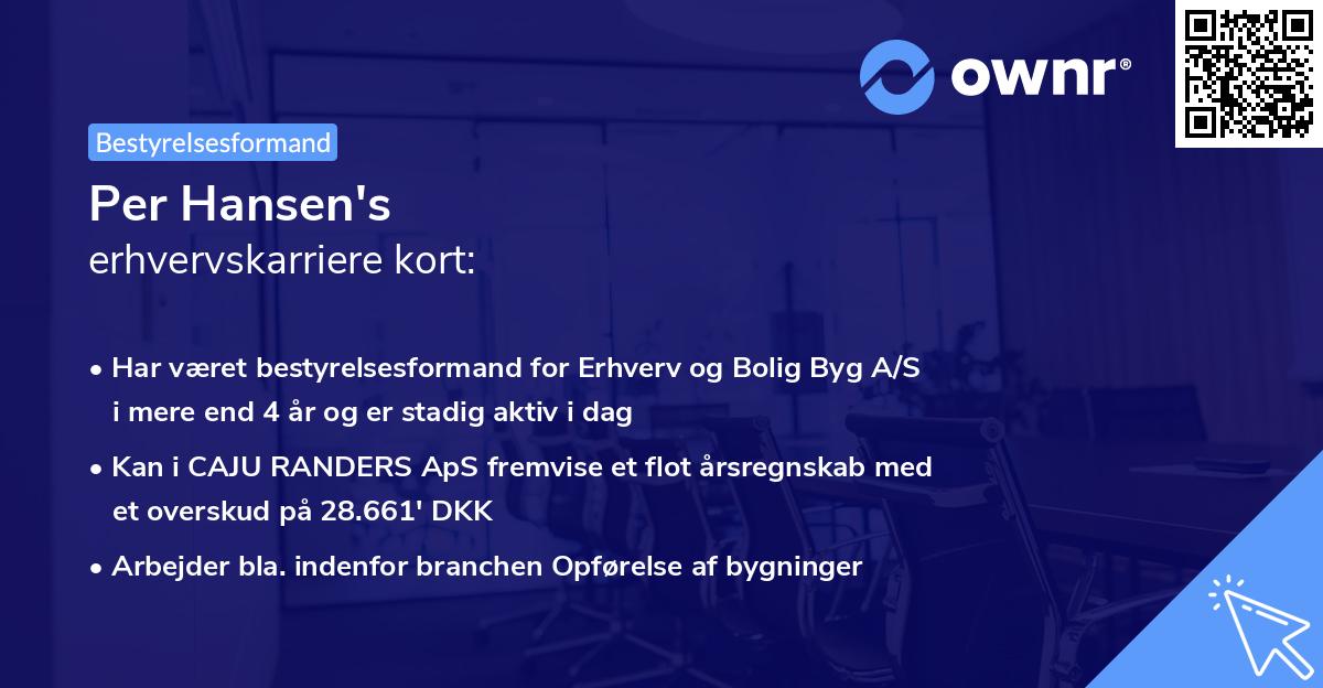 Per Hansen's erhvervskarriere kort