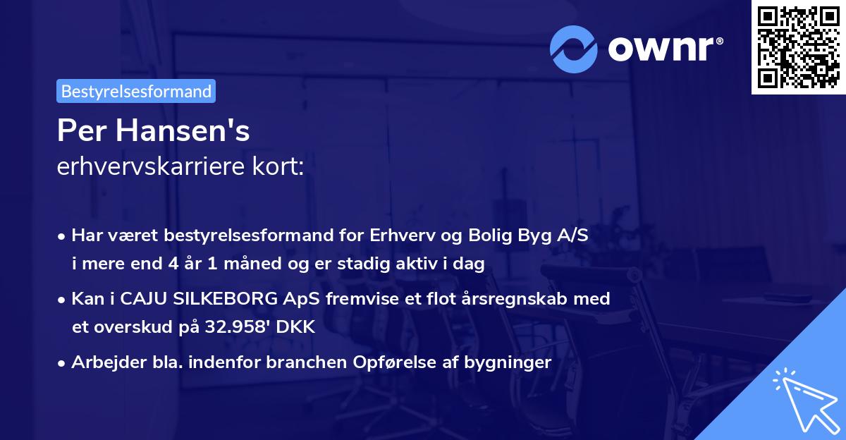 Per Hansen's erhvervskarriere kort