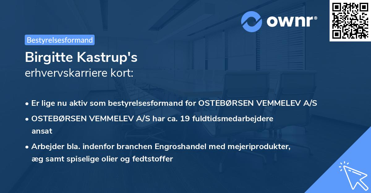 Birgitte Kastrup's erhvervskarriere kort