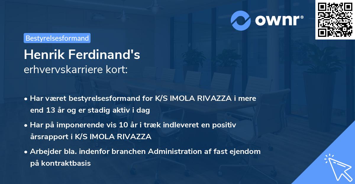 Henrik Ferdinand's erhvervskarriere kort